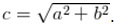 Описание: c=\sqrt{a^2+b^2}